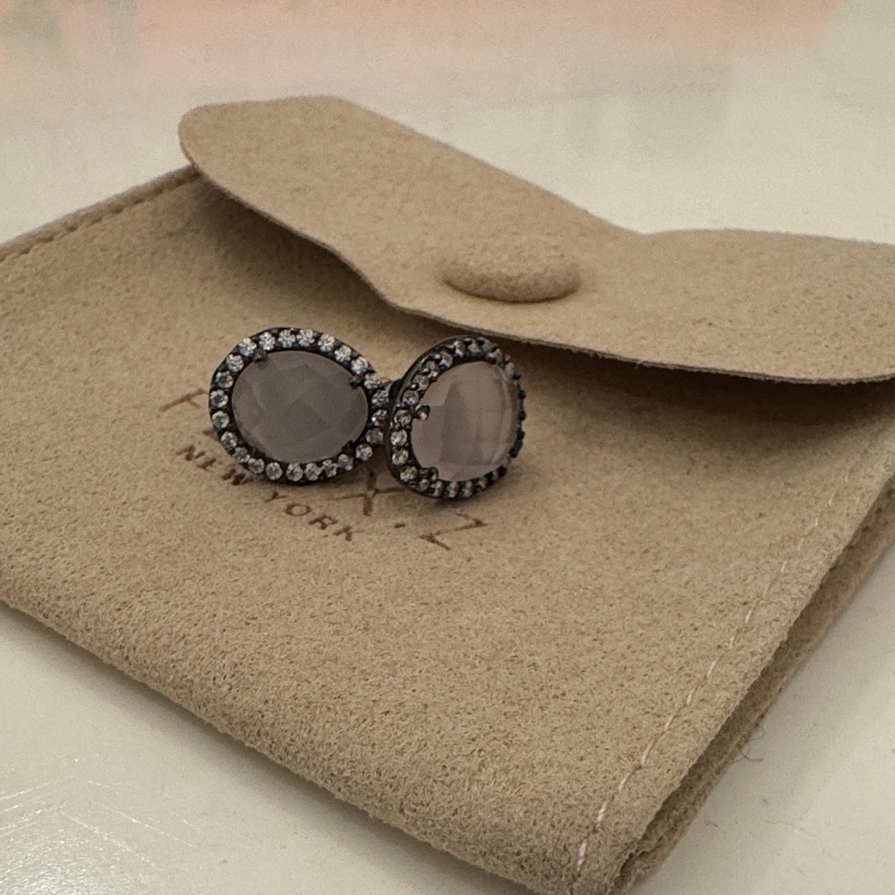 Elegant Silver and Gray Stone Earrings